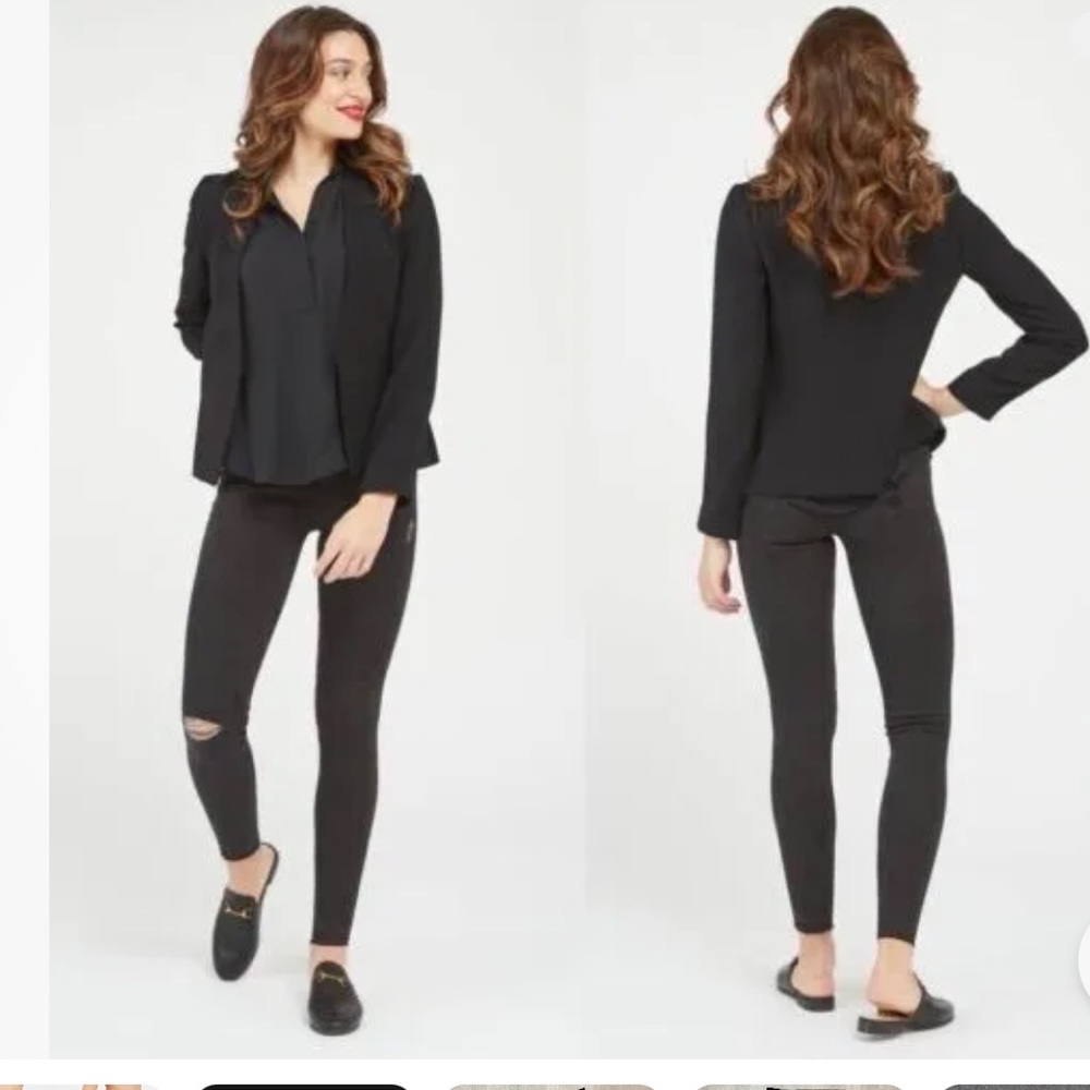 NWT Spanx Distressed Denim Leggings Womens 3X Vintage Black Pull On New
